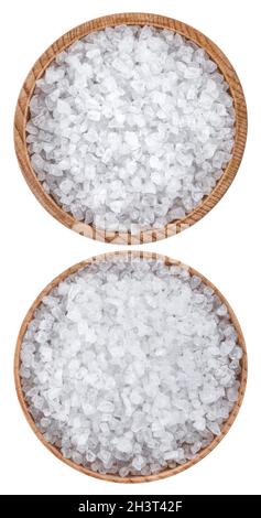 Meersalz in Houten Draufsicht Stockfoto