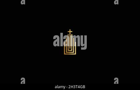 KIRCHE LOGO-DESIGN MIT NEGATIVEM RAUM-EFFEKT FÜR DIE ILLUSTRATION VERWENDEN Stock Vektor