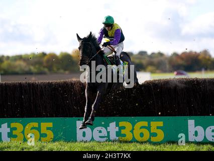 Palixandre unter dem Jockey Jonathan England schafft eine Hürde, während er in der bet365 Handicap Chase auf der Wetherby Rennbahn antritt. Bilddatum: Samstag, 30. Oktober 2021. Stockfoto