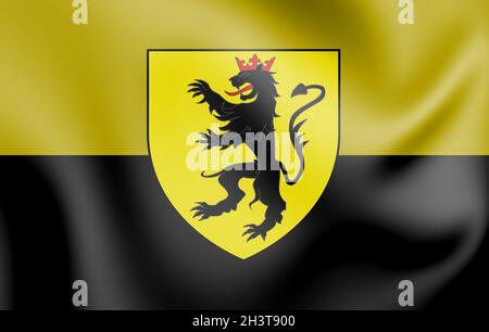 3D-Flagge von Andenne (Provinz Namur), Belgien. 3D-Illustration. Stockfoto