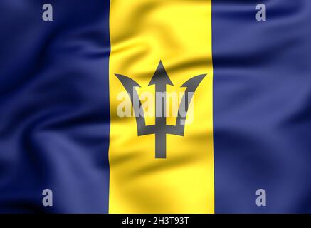 3D Flagge von Barbados. 3D-Illustration. Stockfoto