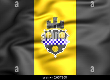 3D-Flagge von Pittsburgh (Bundesstaat Pennsylvania), USA. 3D-Illustration. Stockfoto