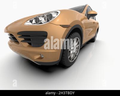 Generisches und brandloses Luxus-SUV isoliert auf weißer 3d-Abbildung Stockfoto