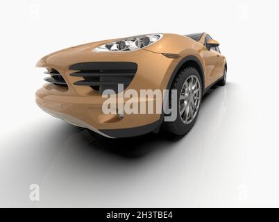 Generisches und brandloses Luxus-SUV isoliert auf weißer 3d-Abbildung Stockfoto
