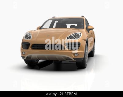 Generisches und brandloses Luxus-SUV isoliert auf weißer 3d-Abbildung Stockfoto