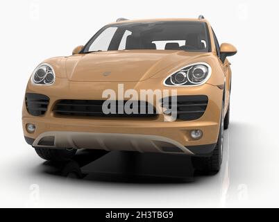 Generisches und brandloses Luxus-SUV isoliert auf weißer 3d-Abbildung Stockfoto