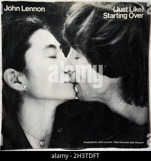 1980er 7 Zoll Single - John Lennon   Yoko Ono - Original Vinyl Schallplatte Stockfoto