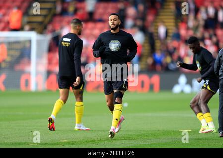 Watford, Großbritannien. Oktober 2021. 30. Oktober 2021; Vicarage Road, Watford, Herts, England; Premier League Football, Watford gegen Southampton; Joshua King of Watford beim Aufwärmen Credit: Action Plus Sports Images/Alamy Live News Stockfoto