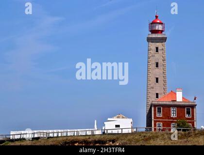 Leuchtturm in Sao Pedro de Moel, Centro - Portugal Stockfoto