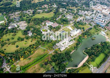 Luftaufnahme von Highfields Park und University Park Campus in Nottingham, Nottinghamshire England Stockfoto