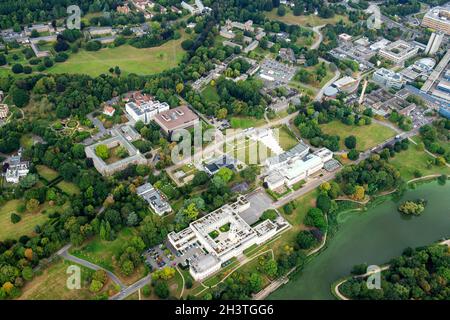 Luftaufnahme von Highfields Park und University Park Campus in Nottingham, Nottinghamshire England Stockfoto