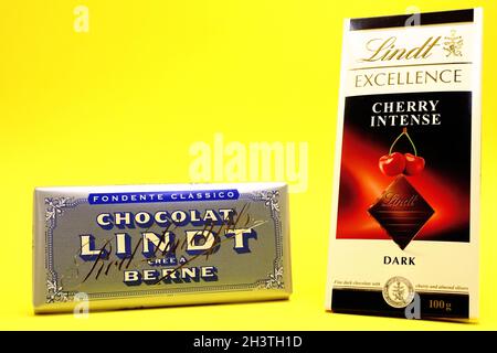 LINDT Schokoladenriegel, hergestellt in der Schweiz von Lindt und Sprüngli AG. Stockfoto