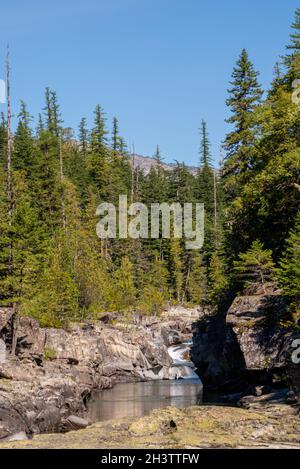 Anzeigen von McDonald Creek im Glacier National Park, Montana USA Stockfoto