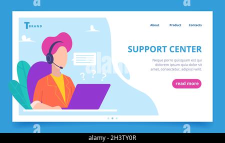 Support-Service-Landung. Web-Business-Seite Person sprechen Telefon digitalen Kunden Vektor-Vorlage Stock Vektor
