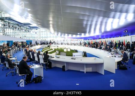 (211030) -- PEKING, 30. Oktober 2021 (Xinhua) -- das Foto vom 30. Oktober 2021 zeigt eine Ansicht des Gipfeltreffens der Gruppe der zwanzig (G20) Führer, der in Rom, Italien, stattfand. (Xinhua/Zhang Cheng) Stockfoto