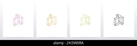 Kubisches Drahtmodell Buchstabe Logo Design T Stock Vektor