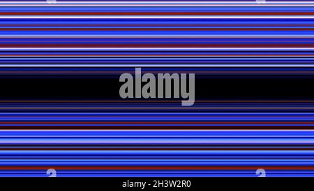 Blaue und rote Gradienten horizontale Streifen schaffen hypnotische Tunnel, nahtlose Schleife. Animation. Glühende parallele Laserstrahlen mit einem breiteren schwarzen Streifen in Stockfoto