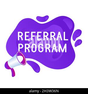 Empfehlen Sie Banner für Freunde. Symbol für das Empfehlungsprogramm, Marketing-Label und „Freunde empfehlen“-Abzeichen. Business Vorschläge Programm Aufkleber. Stock Vektor