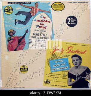 1951 Gene Kelly eine Amerikanerin in Paris Judy Garland in The Good Old Summertime Original Vintage Record Cover Album Vinyl Stockfoto