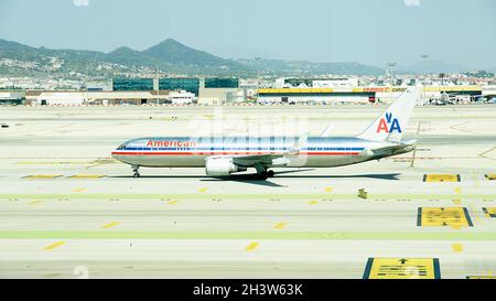 Start- und Landebahnen am Flughafen El Prat de Llobregat, Barcelona, Katalonien, Spanien, Europa Stockfoto