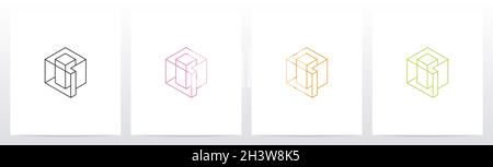 Kubisches Drahtmodell Buchstabe Logo Design Q Stock Vektor