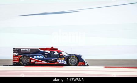 22 Hanson Philip (gbr), Scherer Fabio (che), Albuquerque Filipe (por), United Autosports USA, Oreca 07 - Gibson, Aktion während der 6 Stunden von Bahrain, 5. Runde der FIA-Langstrecken-Weltmeisterschaft 2021, FIA WEC, auf dem Bahrain International Circuit, vom 28. Bis 30. Oktober 2021 in Sakhir, Bahrain - Foto: Francois Flamand/DPPI/LiveMedia Stockfoto