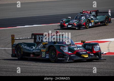 28 Gelael Sean (idn), Vandoorne Stoffel (bel), Blomqvist Tom (gbr), Jota, Oreca 07 - Gibson, Action 38 Gonzalez Roberto (mex), Da Costa Antonio Felix (prt), Davidson Anthony (gbr), Jota, Oreca 07 - Gibson, Aktion während der 6 Stunden von Bahrain, 5. Runde der FIA-Weltmeisterschaft 2021, Meisterschaft der Ausdauer FIA WEC, auf dem Bahrain International Circuit, vom 28. Bis 30. Oktober 2021 in Sakhir, Bahrain - Foto: Germain Hazard/DPPI/LiveMedia Stockfoto