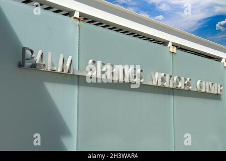 Wandschild im Besucherzentrum von Palm Springs Stockfoto