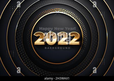 golden Neujahr 2022 metallischen Hintergrund Vektor Design Illustration Stock Vektor