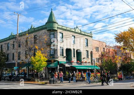 Das berühmte Cafe Olympico befindet sich im Mile End-Viertel von Montreal, Kanada Stockfoto