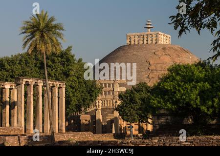 Tolle Stupa im Sanchi. Madhya Pradesh, Indien Stockfoto