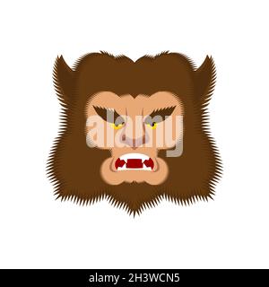 Werwolf-Gesicht isoliert. Wolf Mann Kopf. werwolf Monster. wolfman Monstrosity Vektor Illustration Stock Vektor