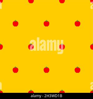 Apple Pixel Art Muster nahtlos. Pixelige Frucht Hintergrund. 8-Bit-Textur Stock Vektor