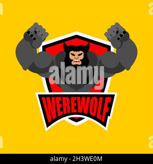 Werwolf Sport Logo. werwolf Sport Team Club Emblem. wolfman Maskottchen Gaming Zeichen. Starke Beat Symbol Werwölfe Stock Vektor