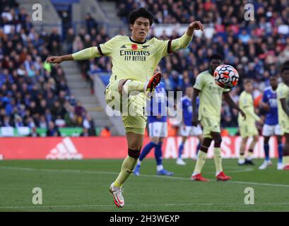 Leicester, England, 30. Oktober 2021. Takehiro Tomiyasu von Arsenal während des Spiels der Premier League im King Power Stadium, Leicester. Bildnachweis sollte lauten: Darren Staples / Sportimage Stockfoto