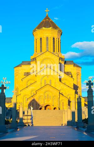 Kirche der Heiligen Dreifaltigkeit, Tsminda Sameba, Tiflis, Georgien Stockfoto