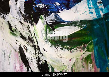 Abstrakte Ölgemälde Hintergrund. Öl auf Leinwand. Farbtextur. Fragment der Grafik Stockfoto