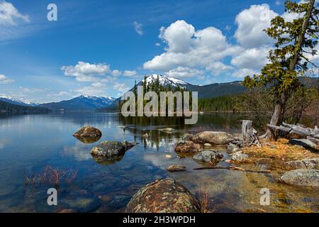 WA19721-00...WASHINGTON - Wenatchee Lake vom Lake Wenatchee State Park in der Cascade Range. Stockfoto