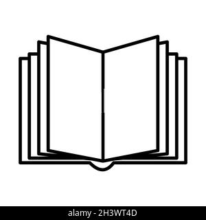 Symbol „Buch öffnen“. Studieren von Informationen schwarz-weiß Bildung Symbol. Vektorgrafik. Stock Vektor