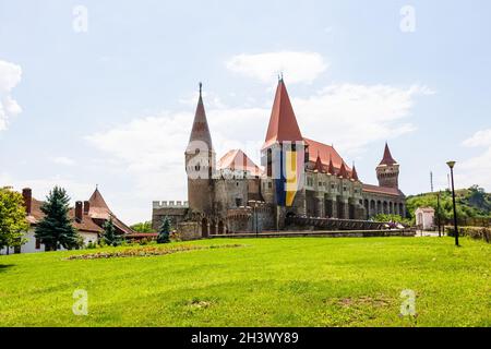 Corvin Castle, oder Hunyad Castle ist eine gotische Burg in Siebenbürgen, Rumänien Stockfoto