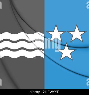 3D Flagge des Kantons Aargau, Schweiz. 3D-Illustration. Stockfoto