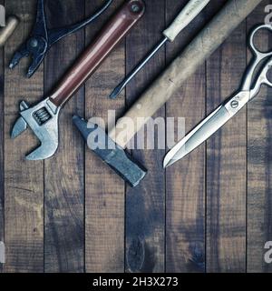 Alte gebrauchte Werkzeuge Stockfoto