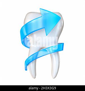 Zahnschutzkonzept mit blauem Pfeil 3D Stockfoto