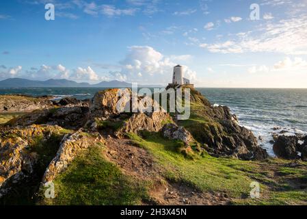 Abenddämmerung auf Llanddwyn Island, Anglesey Wales Großbritannien Stockfoto