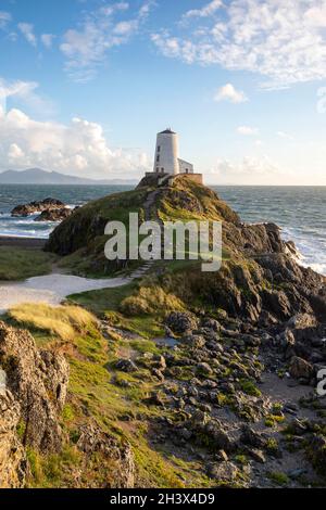 Abenddämmerung auf Llanddwyn Island, Anglesey Wales Großbritannien Stockfoto
