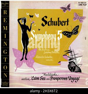 Schubert Symphony 5 â€¢ Mendelssohn Calm Sea & Prosperous Voyage - PaulMuÌˆller Remington 1 - Klassische Musik Vintage Vinyl Schallplatte Stockfoto