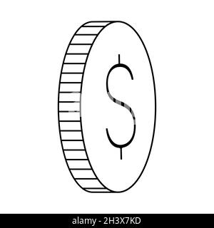 Symbol für Dollar-Münzen. Einfache Linie Bargeld Geld dünne Linie Symbol. Vektorgrafik. Stock Vektor