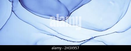 Malen Mit Wasserfarbe. Art Wave Hintergrund. Blau Stockfoto