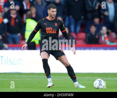 Sheffield, England, 30. Oktober 2021. Gary Madine von Blackpool beim Sky Bet Championship-Spiel in der Bramall Lane, Sheffield. Bildnachweis sollte lauten: Simon Bellis/ Sportimage Stockfoto