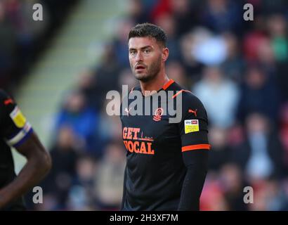 Sheffield, England, 30. Oktober 2021. Gary Madine von Blackpool beim Sky Bet Championship-Spiel in der Bramall Lane, Sheffield. Bildnachweis sollte lauten: Simon Bellis/ Sportimage Stockfoto